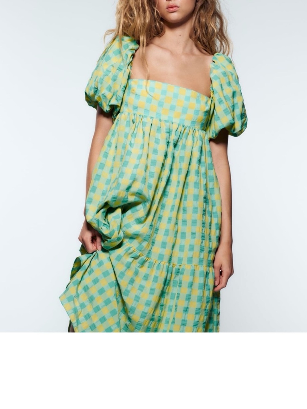 Zara Blue and Yellow Plaid Cottagecore Dress S Picnic